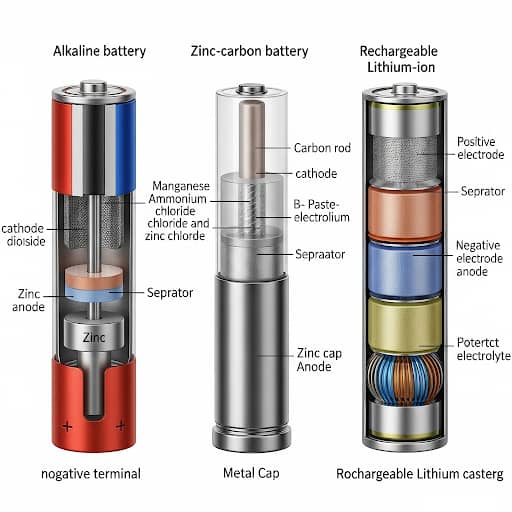 تفاوت ساختاری باتری شارژی و غیر شارژی
